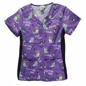 NWT ScrubStar Cat Print V-Neck Scrub Top – Size XS